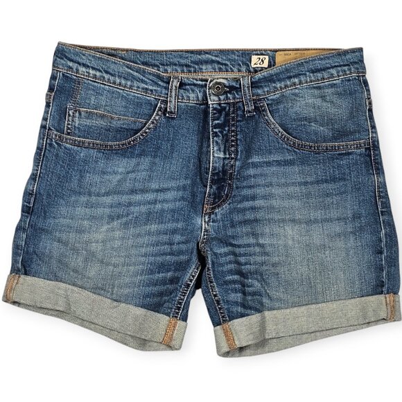 Vintage Levi's | Denim Shorts | Women's | 28 | Cuffed Mid-Wash | The Denim Jean - Picture 1 of 10